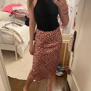 Heart print midi skirt